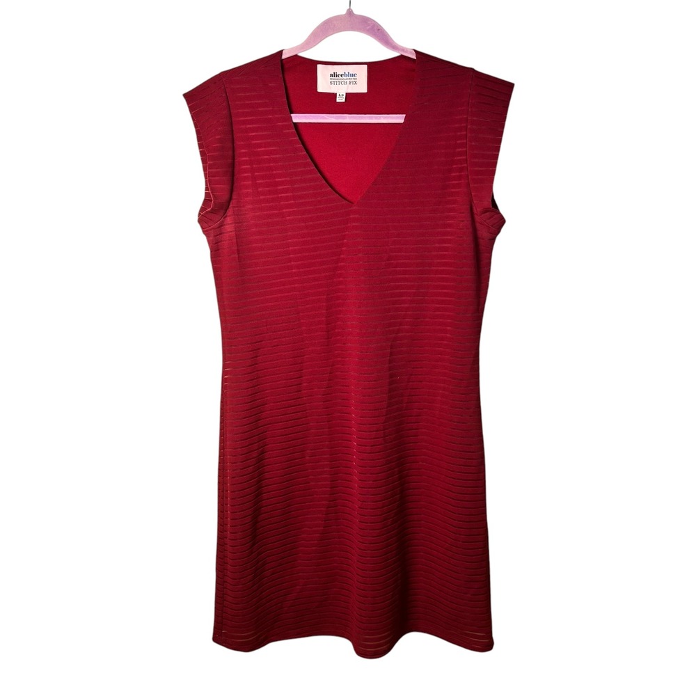 Alice Blue Stitch Fix Dress LP Petite Red Sheath V Neck Cap‎ Sleeve